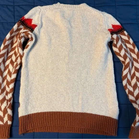 Madewell Chevron Sweater - Cream, Red, and Brown (fits snugly) - Picture 3 of 6
